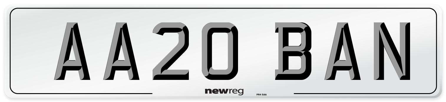 AA20 BAN Number Plate from New Reg